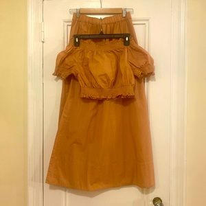 JCrew cottage co-ord. A-line double-slit skirt w elasticized peasant crop top.